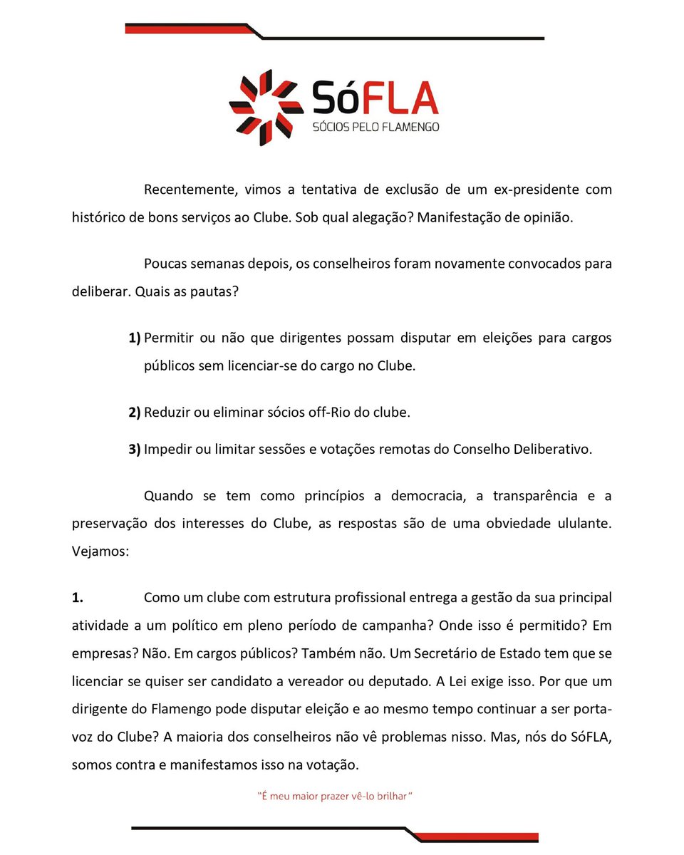 SociosPeloFla's tweet photo. Nota Oficial Acerca da Reunião do Conselho Deliberativo do @Flamengo , realizada no dia 09.05.2022. https://t.co/YfcF3JsXL9