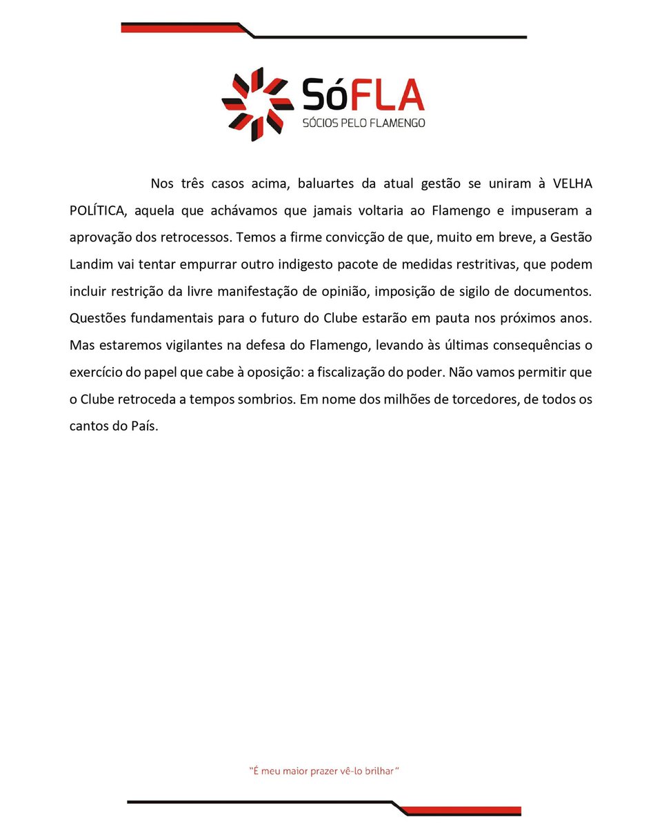 SociosPeloFla's tweet photo. Nota Oficial Acerca da Reunião do Conselho Deliberativo do @Flamengo , realizada no dia 09.05.2022. https://t.co/YfcF3JsXL9