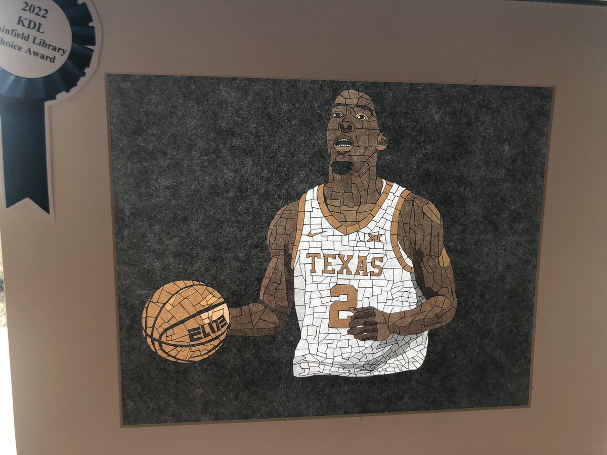 Logan drew Texas basketball standout Marcus Carr for his art project and won an award. Representing from Grand Rapids MI <a href="/TexasMBB/">Texas Men’s Basketball</a>