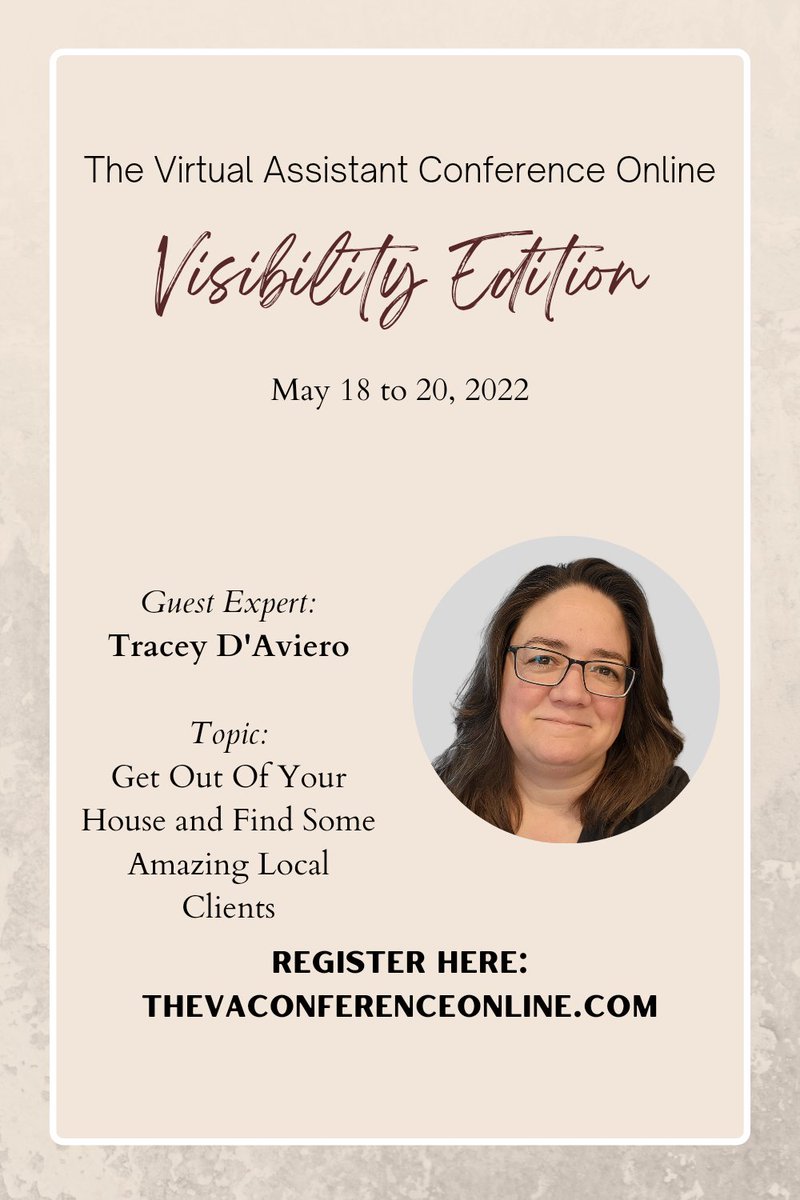 Becoming the most sought-after VA in your area is smart because many local businesses also love supporting local, and getting referrals becomes easy. At The VA Conference Online: Visibility Edition, Tracey shares strategies to boost your local visibility! TheVAConferenceOnline.com