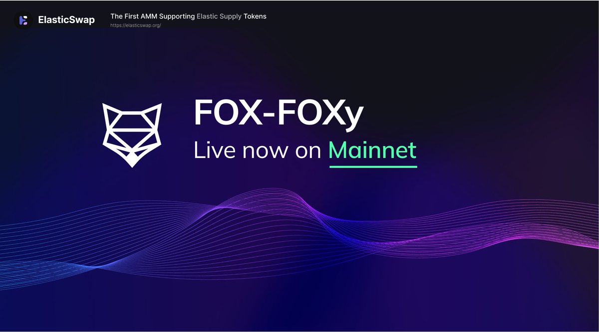ElasticSwap's tweet image. $AMPL-USDC and $FOXy-FOX pools are live on #Ethereum and tradable on @ElasticSwap 🚀🚀🚀

You can #swap via the ElasticSwap website, provide liquidity, and earn #StakingRewards in our staking pools!

The future is #elasTIC