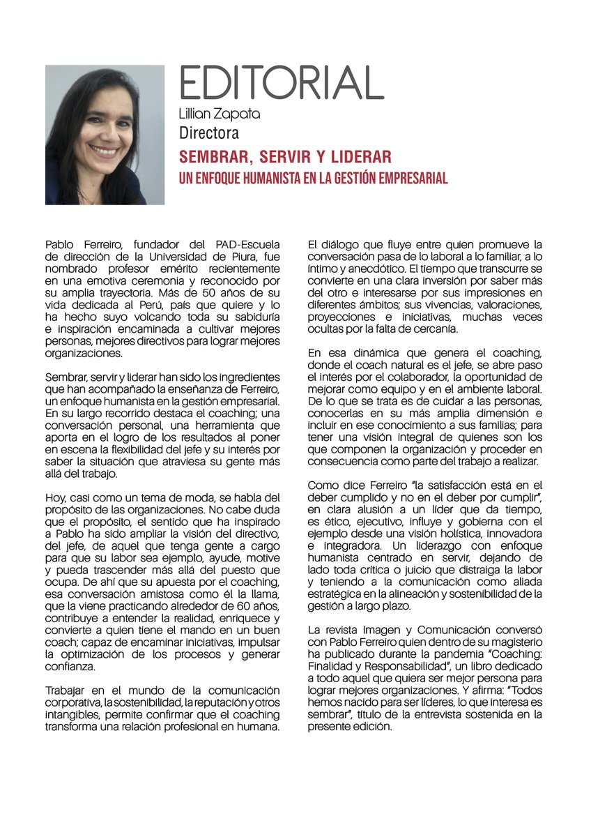 revista_IyC's tweet photo. 📌 Sembrar, servir y #liderar
Un enfoque #humanista en la #gestión empresarial
✍️Editorial por @LillianZapata 
🎯Encuéntralo en la Edición N°112 de la Revista Imagen y Comunicación 👇👇 https://t.co/hzGfCJ8a4p