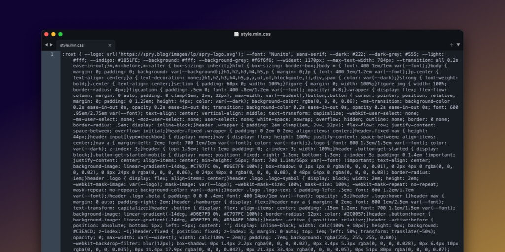 spryblog's tweet photo. #CSS code in #spryblog is optimized. So it uses 20% less size. Meaning blogs load faster now ๐ #buildinpublic https://t.co/243alThfYw
