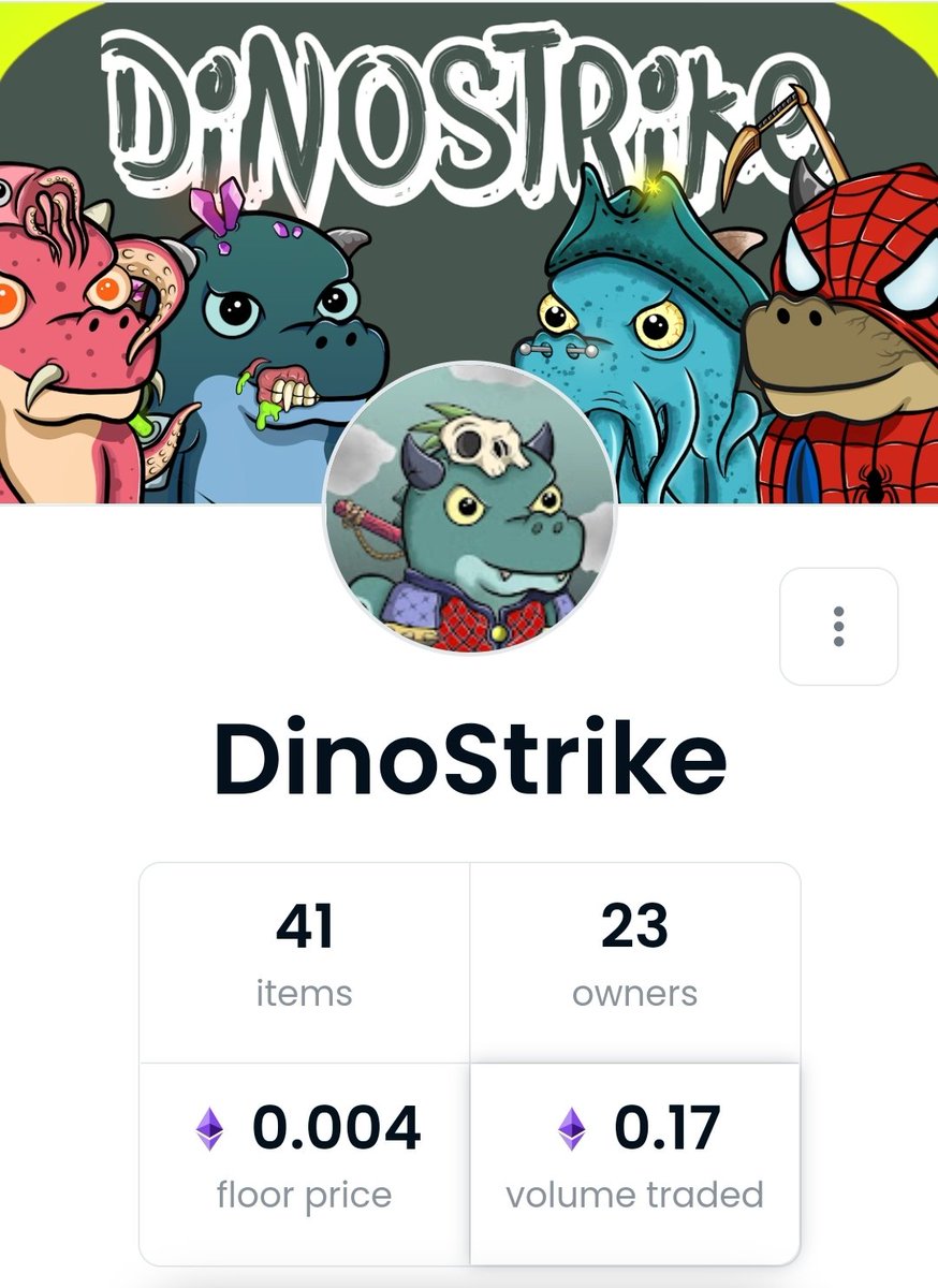 DinoStrike Only 10 left. let's get your dino before the price goes up. I also distributed Matic to the holder at the end of phase 1 which will be closed soon. 
Discord : discord.gg/rZzd2N2d5f

Opensea : opensea.io/collection/din…

#NFTCommunity #NFTCollection #nftcollector #NFTs