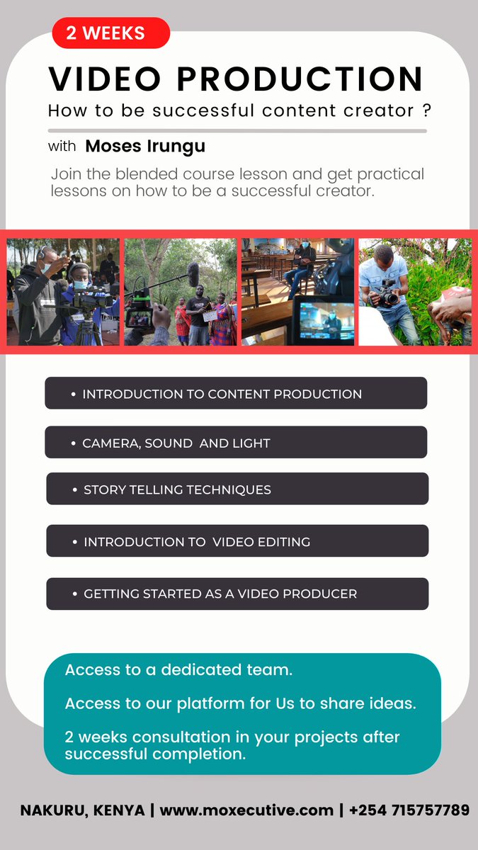Enroll for video production classes in #nakuru #mediaclasses
And get to travel for free

DM 0715757789