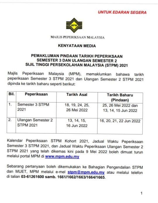 Wafflekiki's tweet photo. MPM. Atas sebab apa peperiksaan STPM ditunda sebanyak dua kali? Pelajar wajar tahu sebab tarikh ditunda sehingga buln 6. https://t.co/sVRRGwfjWG