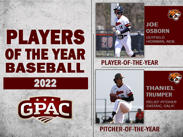 BASEBALL: All-Conference Honors Announced - Joe Osborn (Player of the Year) and Thaniel Trumper (Pitcher of the Year) both of <a href="/DoaneAthletics/">Doane Tigers 🐯</a> highlight All-GPAC teams.

Complete Release: bit.ly/gpac_base_ac22