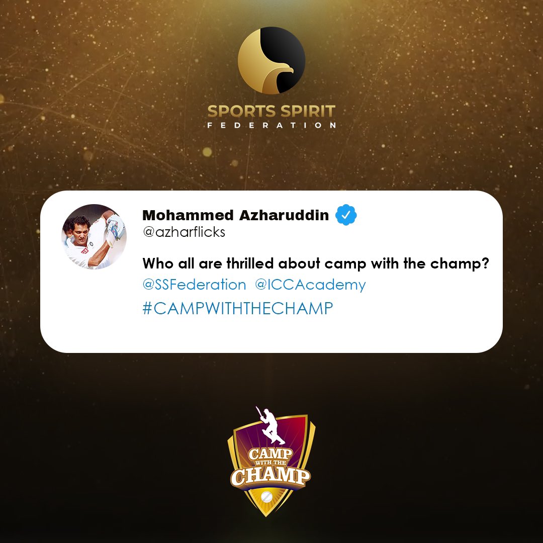 sportspiritfed's tweet photo. #CampWithTheChamp is getting closer, are you as excited as @azharflicks &amp; @ICCAcademy are? 

Register your kids for an exclusive opportunity to learn from the legend Mr Mohammad Azharuddin

Join the @banglatigers_ae &amp; meet international cricketers. 
On 10th, 11th &amp; 12th June 2022 https://t.co/9R4qCt6ORR