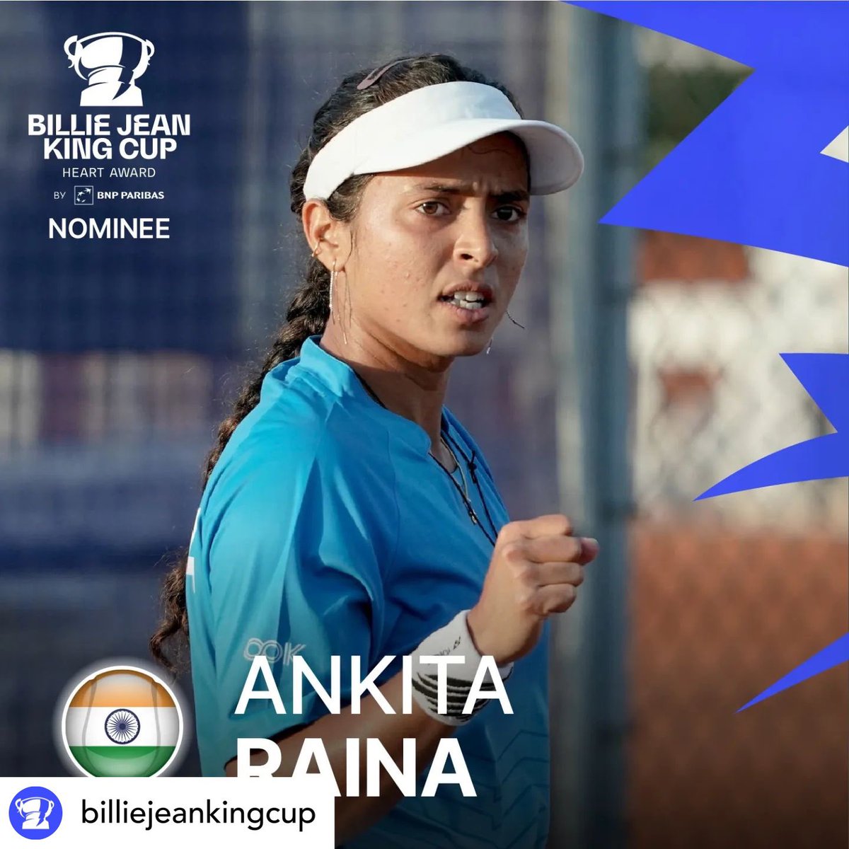Absolutely elated to be nominated for the <a href="/BJKCup/">Billie Jean King Cup</a> heart award. This recognition is for the whole team who have put in a great performance on court🇮🇳 
Thank you to <a href="/ITFTennis/">ITF</a> and <a href="/BJKCup/">Billie Jean King Cup</a> for nominating me♥️ 

You can now find the link to vote here: bit.ly/3wfBWOJ