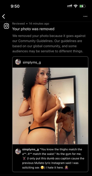 From 2021 ⁦@instagram⁩ just deleted this and said I was soliciting sex lol. Clearly their review team<a class="tags" target="_blank" title="On Twitter" href="/?out=eyJ0eXAiOiJKV1QiLCJhbGciOiJIUzUxMiJ9.eyJpYXQiOjE3MjI1MjE1OTQsImlzcyI6InR3cG9ybnN0YXJzLmNvbSIsIm5iZiI6MTcyMjUyMTU5NCwiZXhwIjoxNzU0MDU3NTk0LCJyZWRpcmVjdF91cmwiOiJodHRwczovL3R3aXR0ZXIuY29tL2luc3RhZ3JhbSJ9.OHMj89aVq6LqVLmjTxrIisxjxaw1-PdlhnLJHEpcjCePc6oc5h7IA7Jbk7g0DCkWeN8Vk_gIDt7F13ZmwWf9nQ">@instagram</a>