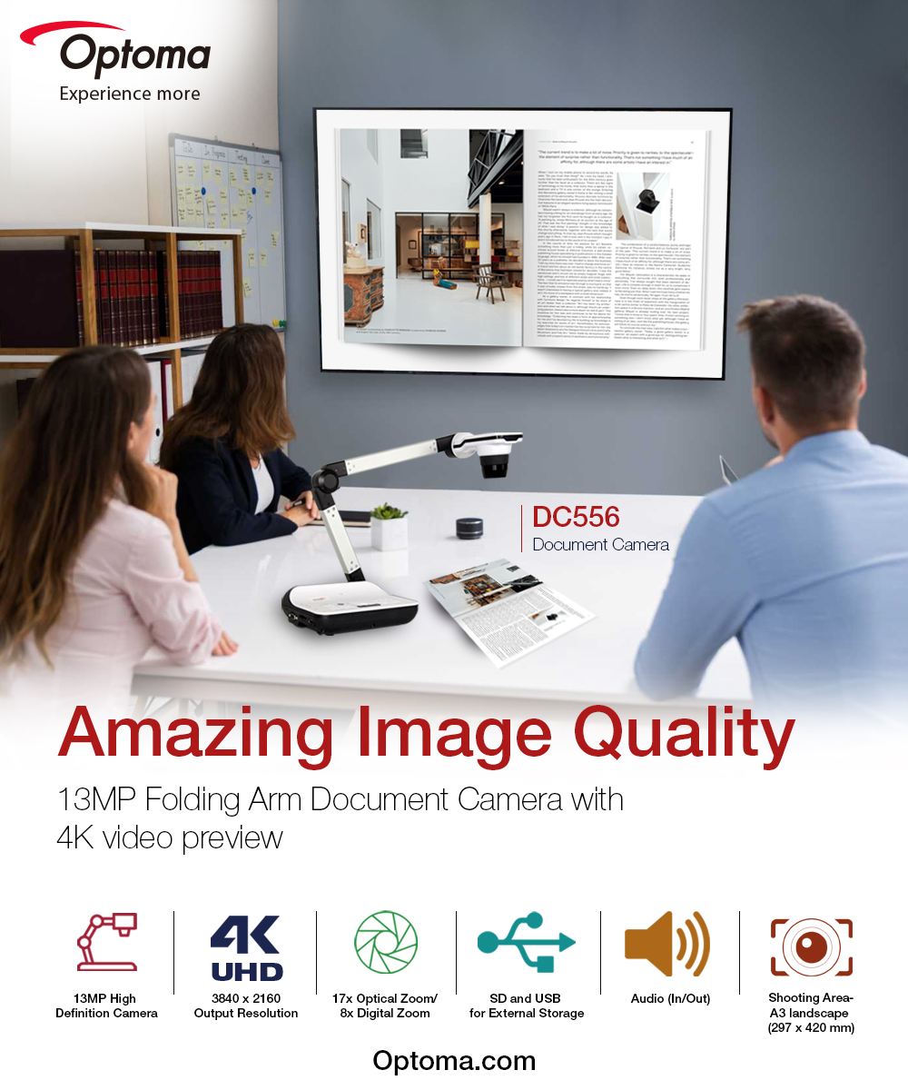 The Optoma DC556 4K document camera 