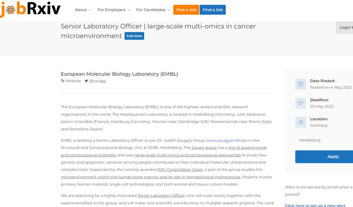 jobRxiv's tweet photo. Senior Laboratory Officer | large-scale multi-omics in cancer microenvironment with @zauggj
European Molecular Biology Laboratory (EMBL), Heidelberg, Germany
https://t.co/fhfwoTZ7MM
#ScienceJobs #lab_management #molecular_biology #cell_culture #data_analysis https://t.co/kqa7WuTRnB