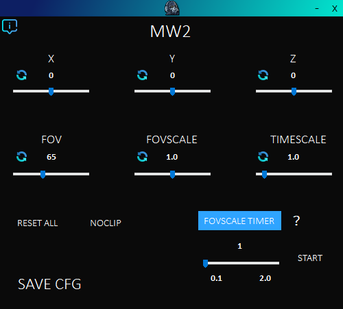 IWTOOL is a simple tool for cod4, mw2 &amp; mw3 
to ease the use of pov viewmodel xyz and cinematic fov/scale 
also the ability to set your viewmodel xyz and export it as cfg

For mw3 gang this tool has "NOCLIP"!

socursed.github.io/IWTOOL/