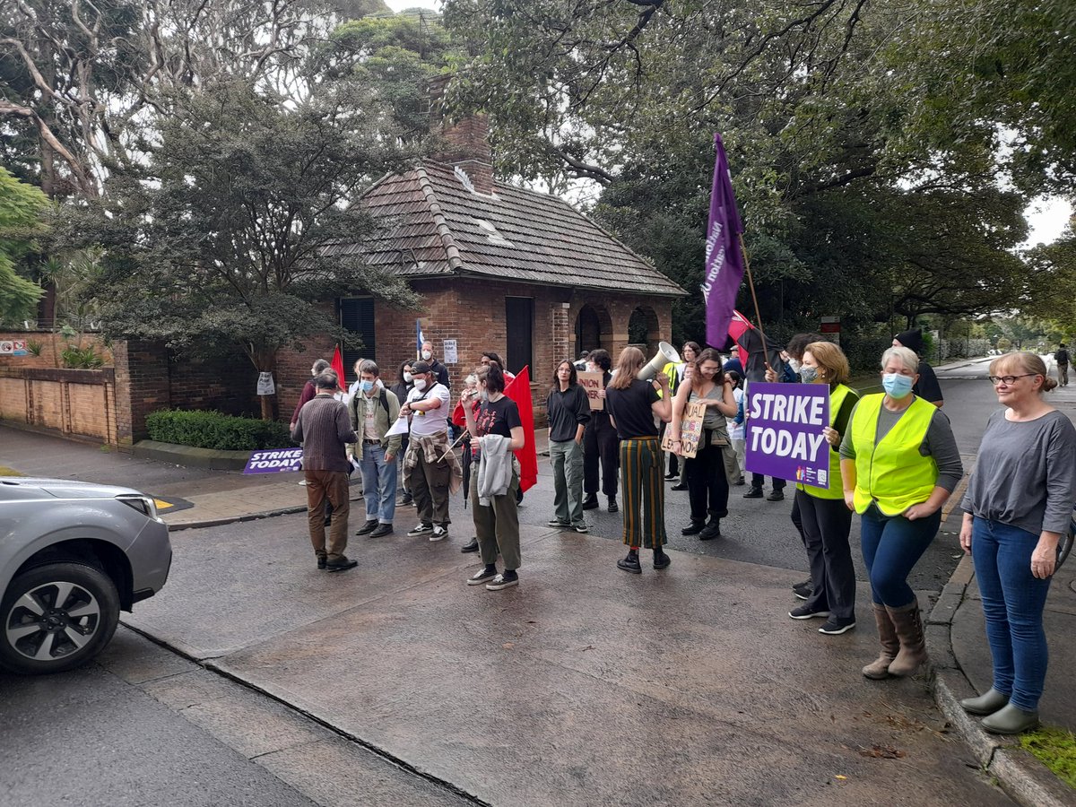 NickRiemer1's tweet photo. Extremely successful #USydStrike Day 1 today. We'll be back again tomorrow, stronger than ever.  A union branch that strikes is a different branch from one that doesn't. Proud of my fighting comrades and colleagues and our fantastic students. https://t.co/vcankZ4tKV
