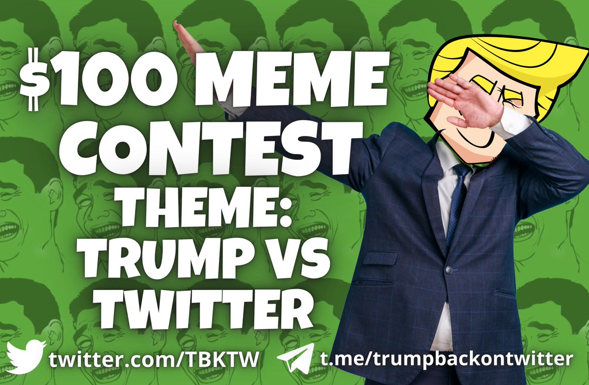 Our MemeContest has begun 🔥 🤑
Winner will be chosen in 24HOURS ⏳

 THEME: TRUMP VS TWITTER 🥊🥊🥊
  
Submit your entry in the comments 👇

#TRUMPBACKONTWITTER #TBKTW #ETH #UNISWAP #NFT #ElonMusk  #bigtechcensorship #twitter #memecoins #memecontest