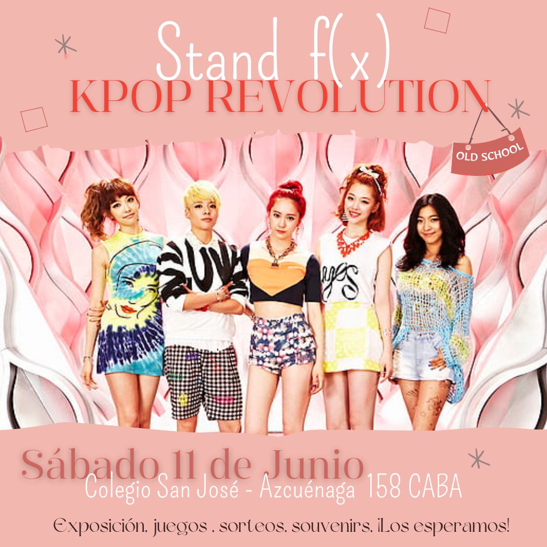 SulliArgentina's tweet photo. 💜Evento> Kpop Revolution <old school>¡Stand de f(x)!

@KRevolutionArg tendrá una edición especial OLD SCHOOL y por supuesto que f(x) no puede faltar! 😉

🍑Los esperamos el sábado 11 de Junio en el colegio San José - Azcuénaga 158, CABA a partir de las 12hs! 

#SulliArgentina 🌸 https://t.co/gpYuAWjrct