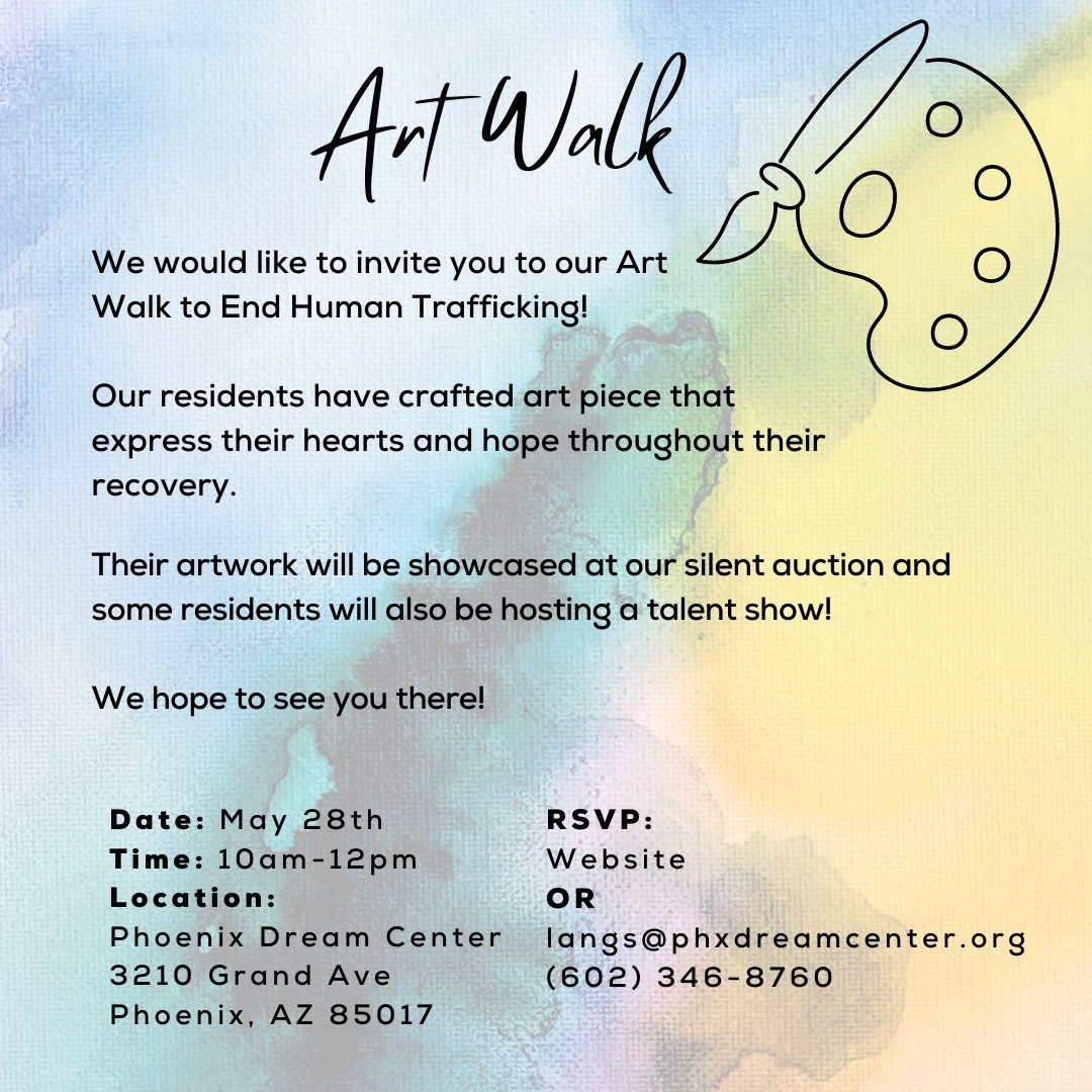 This event is a must for anyone interested in learning more about how human trafficking affects girls and young women in Phoenix and how we can help survivors.
#causes #endhumantrafficking
#healingart