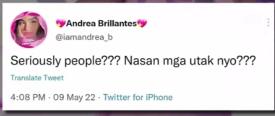 UnitedPatriot22's tweet photo. Balik ko sayo tanung mo,asan ang utak mo?? @iamandrea_b respeto nyo ang pinili ng majority of Filipino talo na ang nanay mo pink and she deserve it,kung anong itinanim syang aanihin!!6 years na walang real vp ang Pilipinas kasi yong nakaupo sa ovp ay fake!! https://t.co/ERvif8kcUr