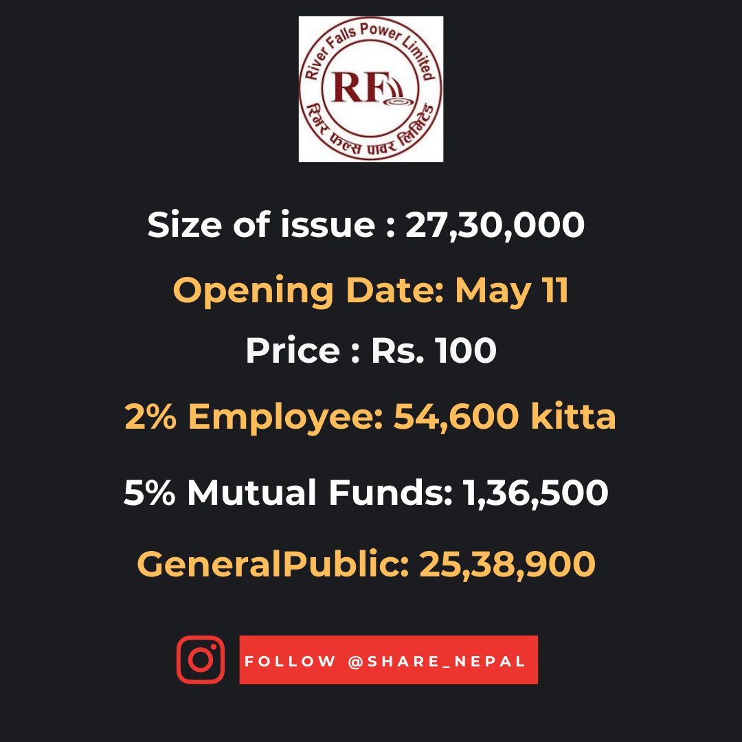 ShareNepal1's tweet photo. #IPO #IPOCONFIRMED #NEPSE #Riverfall https://t.co/SiwVDKbWa7