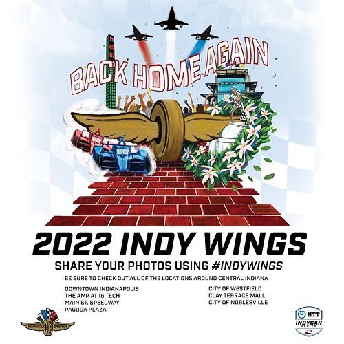 LuisaMacer's tweet photo. #INDYWINGS are on full display around our city. π@jdouglas4 and I grabbed coffee and checked out the installation at @16Techinnovate, while @PatricioOWard paid a visit to our friends in @VisitHamiltonCo!Tag @IMS next time you visit a participating location! #ThisIsMay #Indy500 https://t.co/WXFyAHuOR8