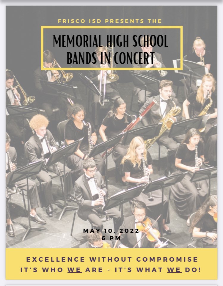 friscofinearts's tweet photo. Congratulations to the students and staff of the @memhsband for an excellent Spring Concert! https://t.co/vfxjg2OzFT