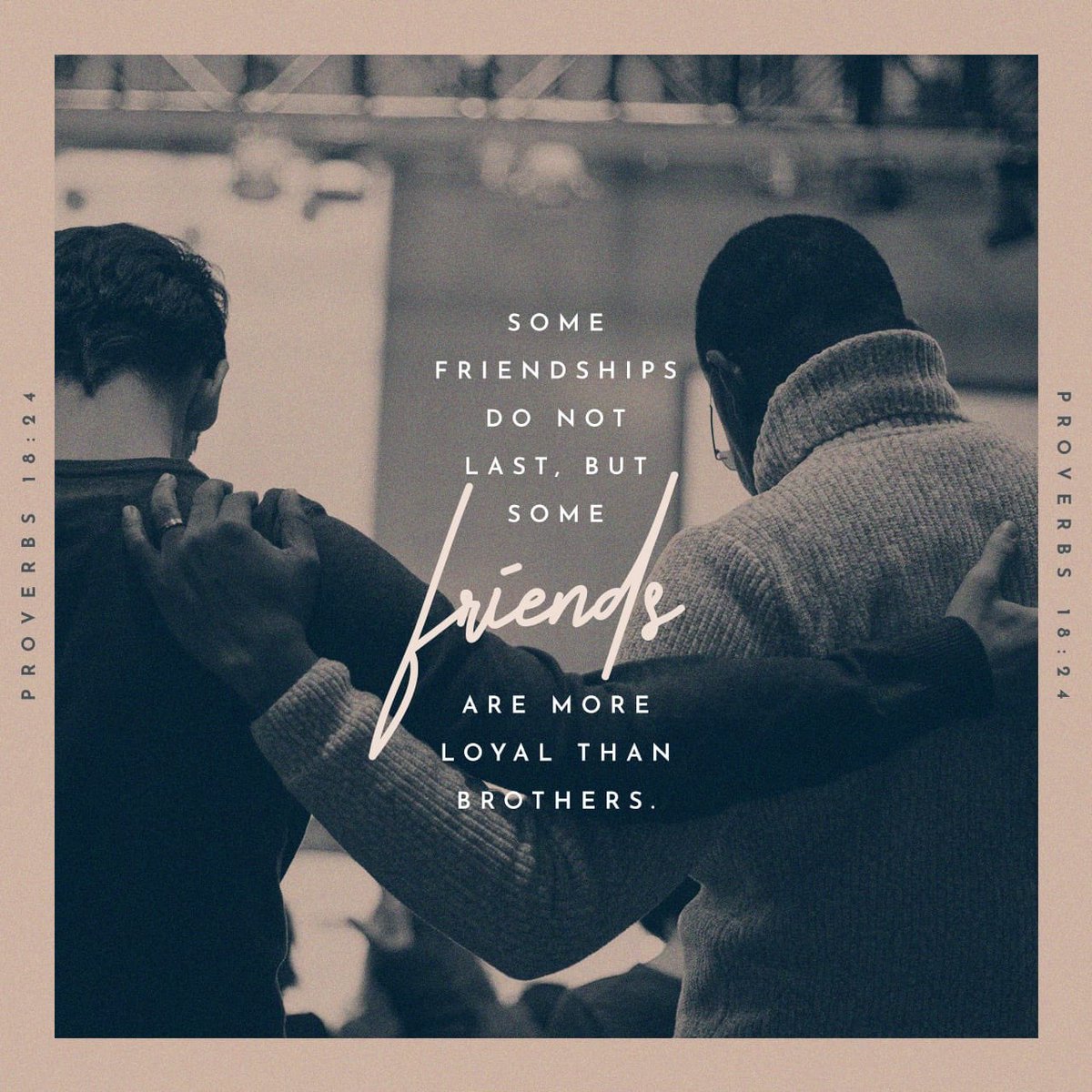 ItsMissYvette's tweet photo. “One who has unreliable friends soon comes to ruin, but there is a friend who sticks closer than a brother.”
Proverbs 18:24 NIV

#Bible #BibleVerse #bibleverses #God #Jesus #JesusChrist #Christian #Proverbs #Friendship #BrotherlyLove https://t.co/WJ8UiL8iz0