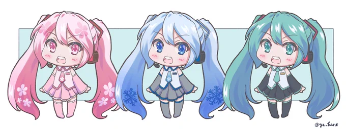 ピアプロ運営です。本日は「デフォルメ」作品をご紹介!柚子原 春都さんのミクさん・雪ミクさん・桜ミクさん!お団子のように並んだ姿と、表情がとっても可愛いですね…!🍡(≧∇≦)【https://t.co/dqoJDqAlMZ】 #piapro #初音ミク #雪ミク #桜ミク 