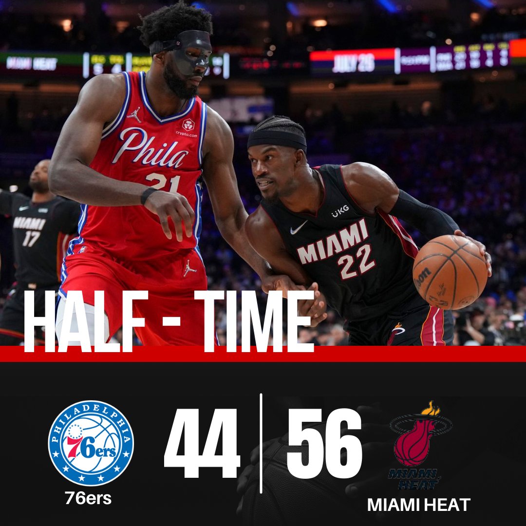 English_AS's tweet photo. 🏀 At the half @MiamiHEAT takes the lead against the @sixers🔥

#JButler 14pts, 3ast and 6reb
#JHarden 10pts, 4ast, and 5reb

📡: https://t.co/5pD6Ni924R
#NBA #Basketball https://t.co/gnAok0gegu