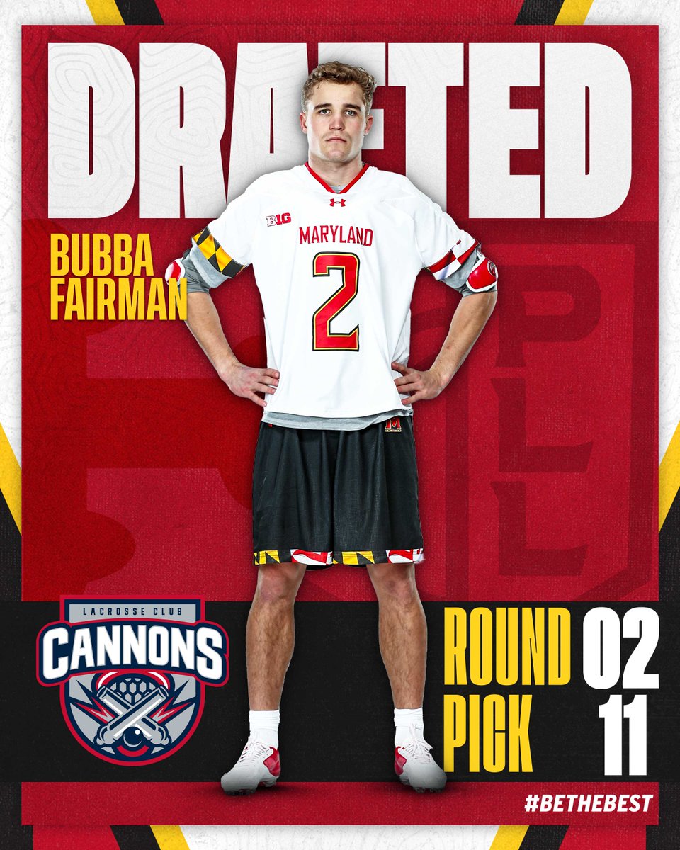 TerpsMLax's tweet photo. BUBBA!

Bubba Fairman is headed to the @PLLCannons with the 11th overall pick in the 2022 PLL Draft! 

#BeTheBest https://t.co/1tG75VXQhO