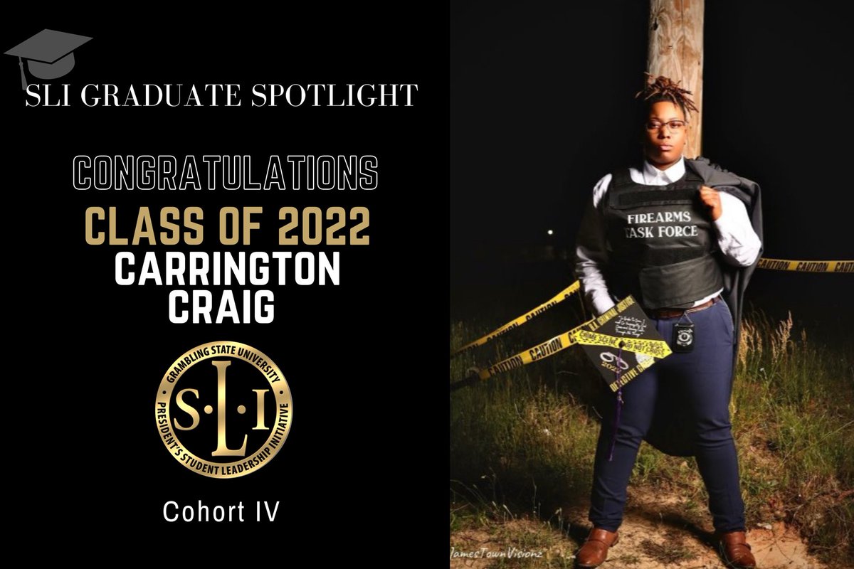 Grambling_SLI's tweet photo. SLI GRADUATE SPOTLIGHT🎓📸

Congratulations to Carrington Craig!

Hometown: Pine Bluff, AR
Major: Criminal Justice https://t.co/q1hg5MqaRz