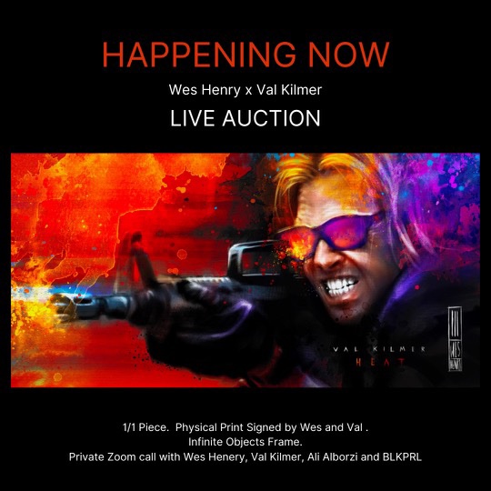 valkilmer's tweet photo. Happening now:  LIVE AUCTION @WesHenryArt x #valkimer @kampkilmer
https://t.co/UyhtrDnsjA
#NFT #NFTartist #NFTauction #NFTcollab https://t.co/iu6PFKapzV