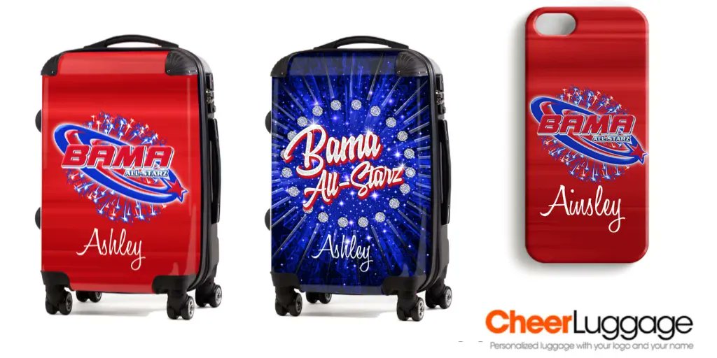 Cheerluggage's tweet photo. @BamaAllStars we know you've got team spirit. Show it with your official, personalized luggage and phone cases. Shop at https://t.co/KAwR3BbHnc.
.
#TeamLuggage #travel #cheerleader #CustomLuggage #luggage #phonecases https://t.co/j5FPmQVb31