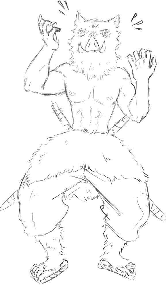 AbeezusDoesArt's tweet photo. #inosuke is a bean. We protect. 

Also, all I do is doodle demon slayer in my spare time when I should color my sister's commission. https://t.co/z51N8XGF9Z