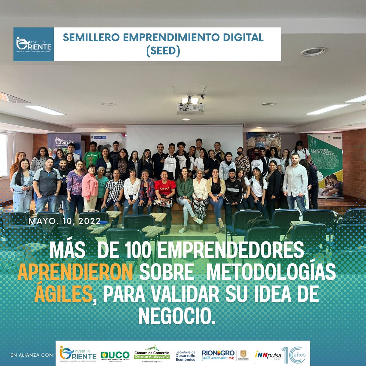 InvestOriente's tweet photo. #Emprendimiento | Hoy los emprendedores de rionegro se encontraron para intercambiar experiencias en el SEED, liderado por @InnpulsaCol  y el  @Ministerio_TIC 
Gracias a nuestros aliados:
@uconiano 
@AlcRionegro  
@CamaraOriente  
#emprendimientoorienteantioqueño https://t.co/ltDJ6HttBh