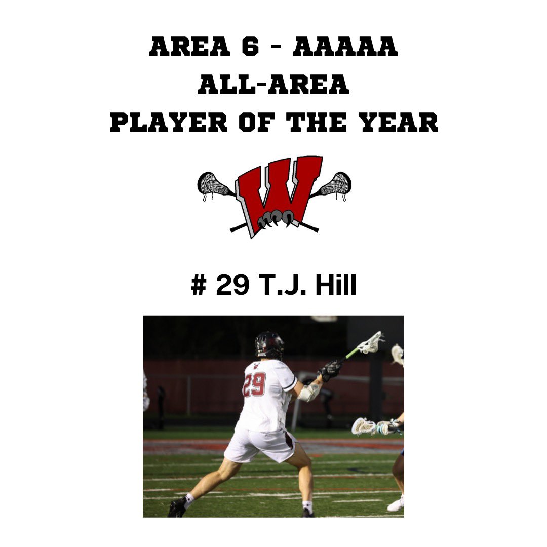 WHSLaxBoys's tweet photo. Finally, Congrats to @TJHill53 for being also named Area 6 - 5A Player of the Year! Proud of you TJ and love ya kid! Keep seeking greatness! @WHSAthletics_ https://t.co/5xuXgGkVEa