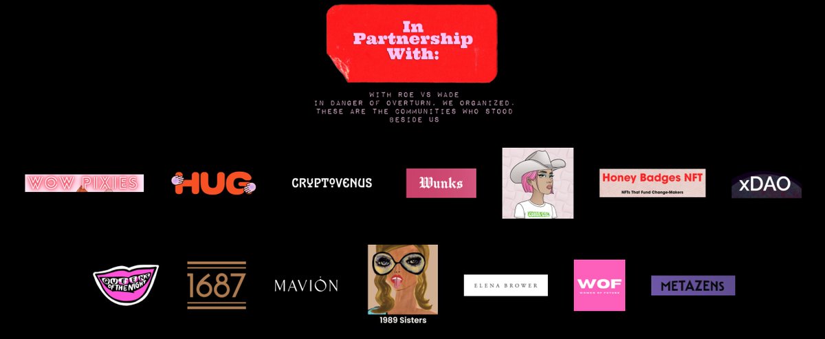 It takes a village is a corny statement but in this case ...
<a href="/WoWPixiesNFT/">PIXIES WORLD 🧚‍♀️ MINTING NOW</a> 
<a href="/thehugxyz/">JJ</a> 
<a href="/CryptoVenus_NFT/">CryptoVenus 💘 2.22.22</a> 
<a href="/wunksnft/">Wunks</a> 
<a href="/lonergirlNFT/">Loner Girl 💚 Loner Moon 🌙</a> 
<a href="/HoneyBadgesNFT/">Honey Badges</a> 
@joinxdao 
<a href="/OfTheNightClub/">QUEENS OF THE NIGHT :: fyi, we're minting 🤘</a> 
<a href="/1687Club/">1687 Club</a> 
<a href="/ElenaBrower/">Elena Brower</a> 
<a href="/1989Sisters/">1,989 Sisters</a> 
<a href="/Women_Of_Future/">Women Of Future NFT</a> 
@MetazensNFT 

TYTY... 🧵 1/