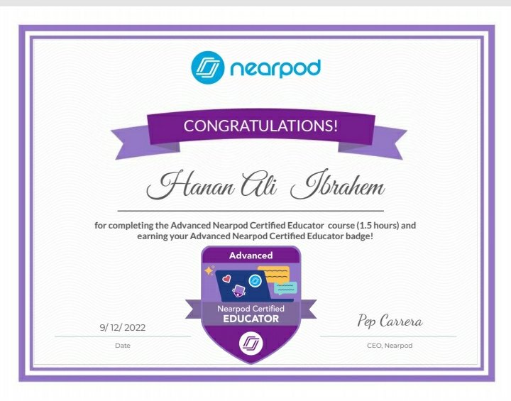Hanan191982's tweet photo. I'm so excited to be  an Advanced Nearpod Certified Educator!
Thanks @nearpod  @NearpodContent  
#NearpodCertified 
#AdvancedNCE https://t.co/YKLBnH7uCM