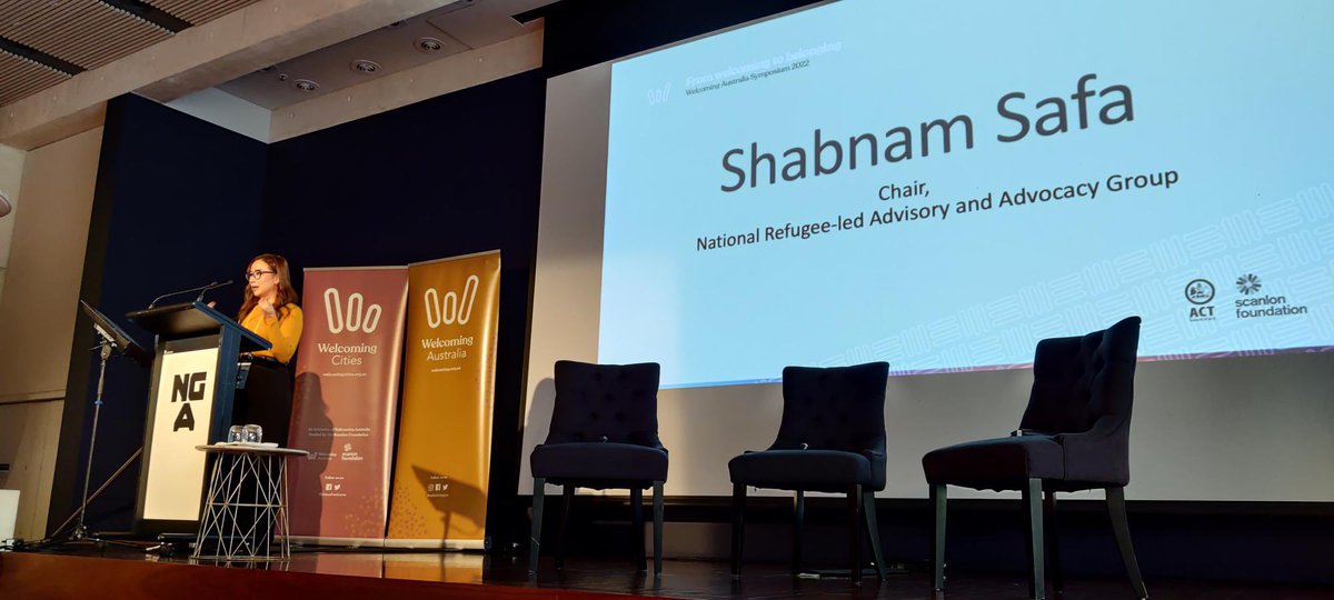 Next up, we are privileged to hear from Shabnam Safa, Chair of National Refugee-Led Advisory and Advocacy Group. 

Shabnam is a powerhouse - leading advocacy across the board for a welcoming and inclusive future, challenging injustice and unwelcome, and building community.