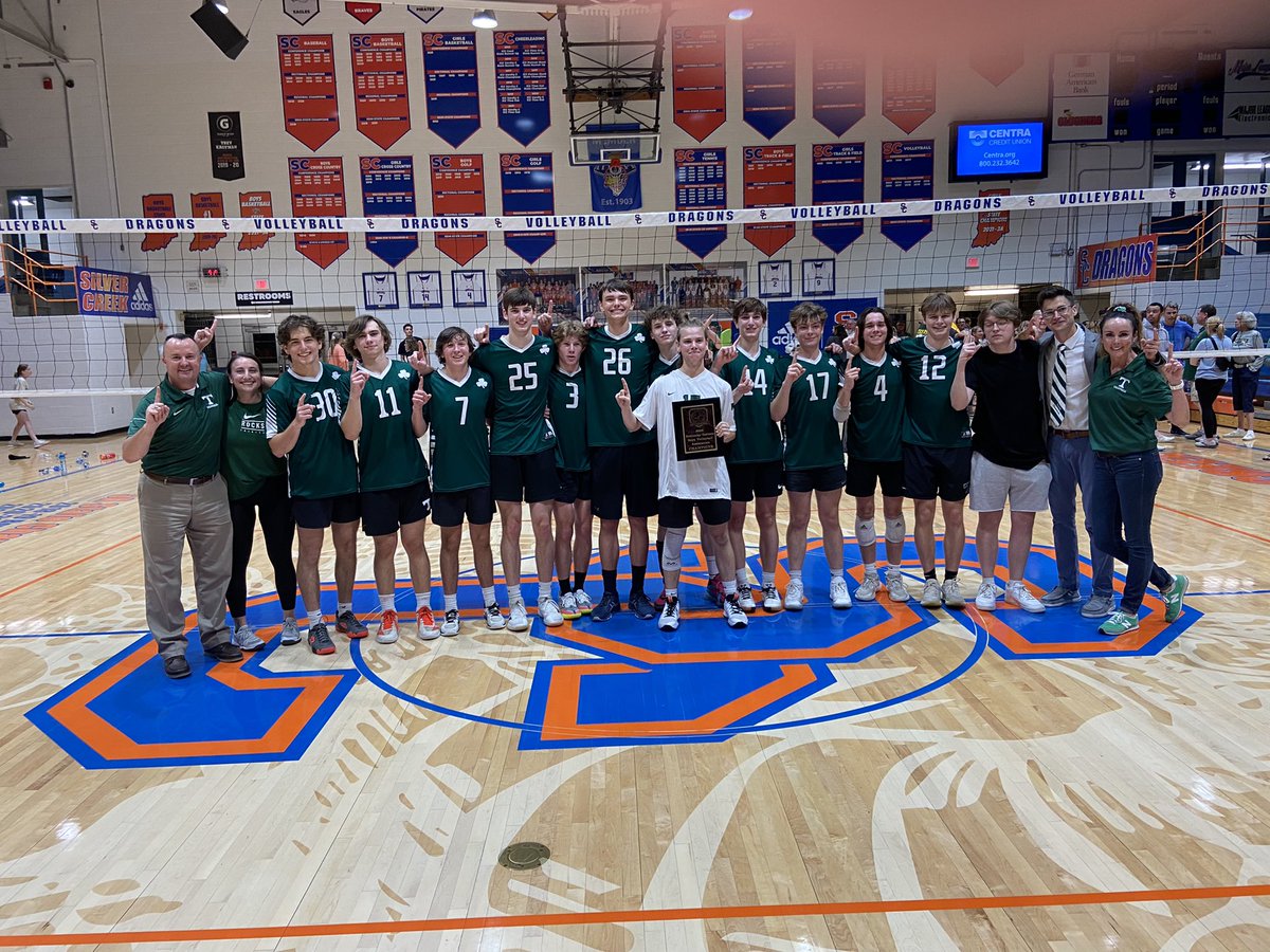 State Champs. Rocks take the Tigers 3 sets to 1. Congrats to Coach Bowles and Trinity Volleyball. ☘️🏐🏆