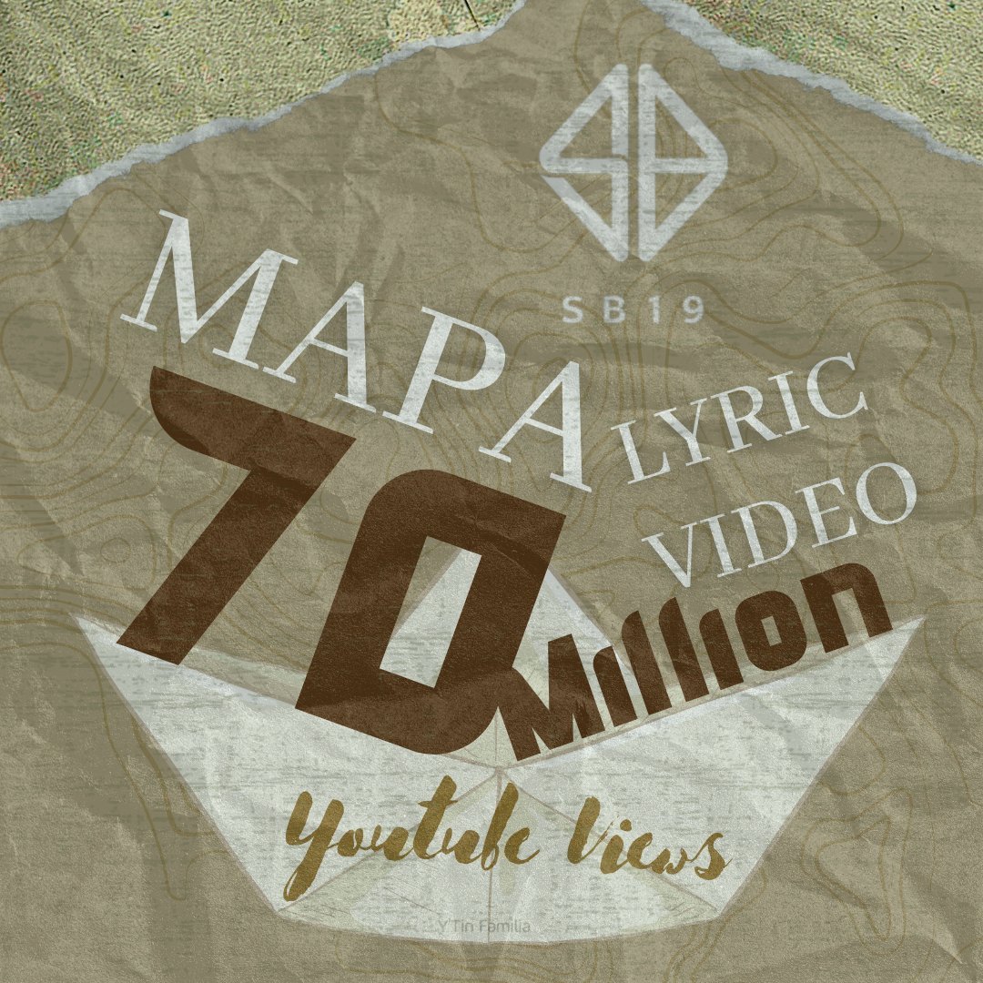 【 ▶️ UPDATE 】#SB19MAPA

We reached 70,000,000 views for MAPA LYRIC VIDEO!🎉

In time for the Mother and Father's Day, as much as it is timely, hoping for this to be a timeless theme song for everyone ❣

@SB19Official #SB19