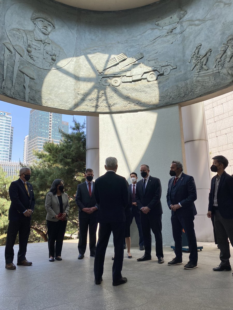 Good morning, from Seoul. @SecondGentleman and the U.S. Delegation arrive at the War Memorial of Korea.