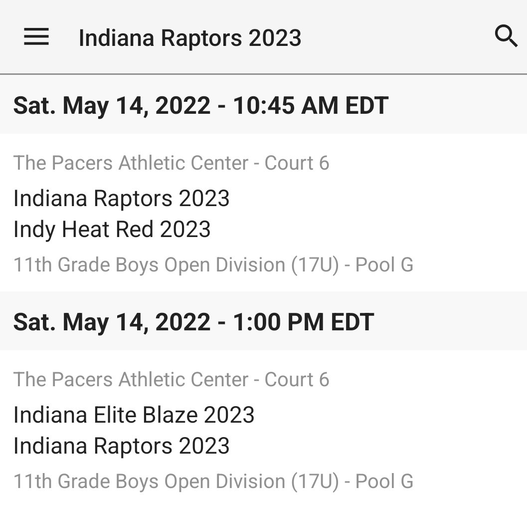 The 2023 Indiana Raptors will be playing in the Adidas May Classic in Indy this weekend!