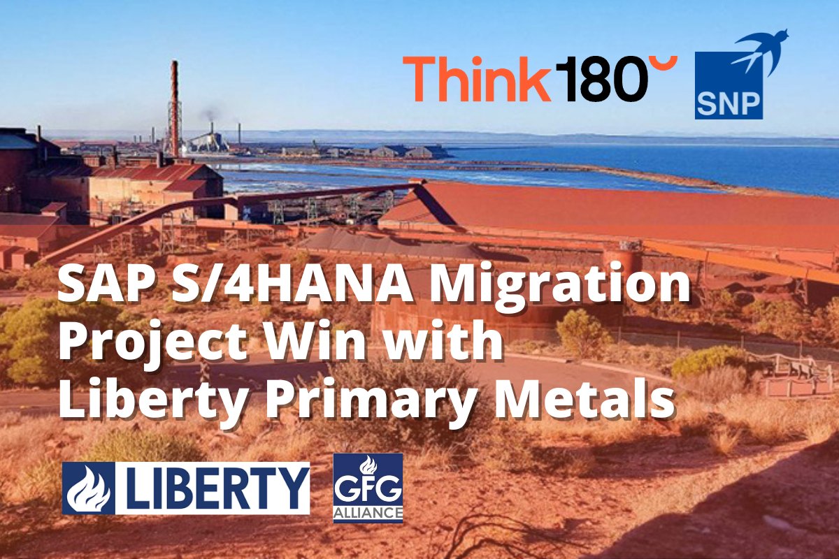 Think180_au's tweet photo. A new Project Win! Think180 with @SNP_SE  are delighted to be part of @GFGAlliance's Liberty Primary Metals Australia (LPMA) Migration to #S4HANA. 

It’s a privilege to help LPMA automate a standardised #SAP system across their business, using SNP’s #BLUEFIELD™ approach. https://t.co/oUnB9zbl6N