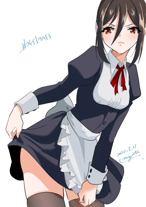#メイドの日 
間に合わなかった～
ロングのメイド服メレフ様が第一希望だけど、ミニもいいよね 