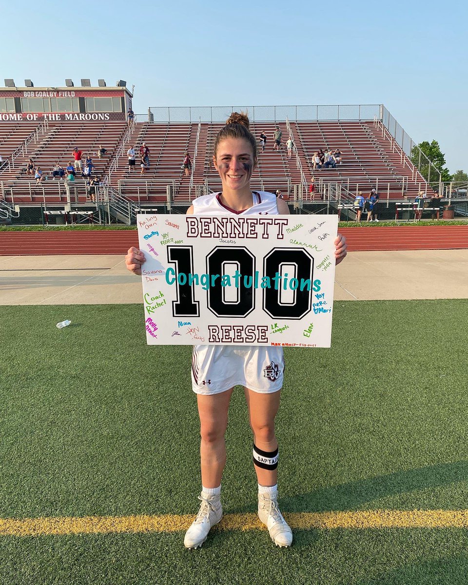 These are the first two Maroons lacrosse players to reach the 100 milestone in just one season! Mariella Pellmann with 113 ground balls so far and Reese Bennett with 102 goals scored. They aren’t done yet! 💯💯💯