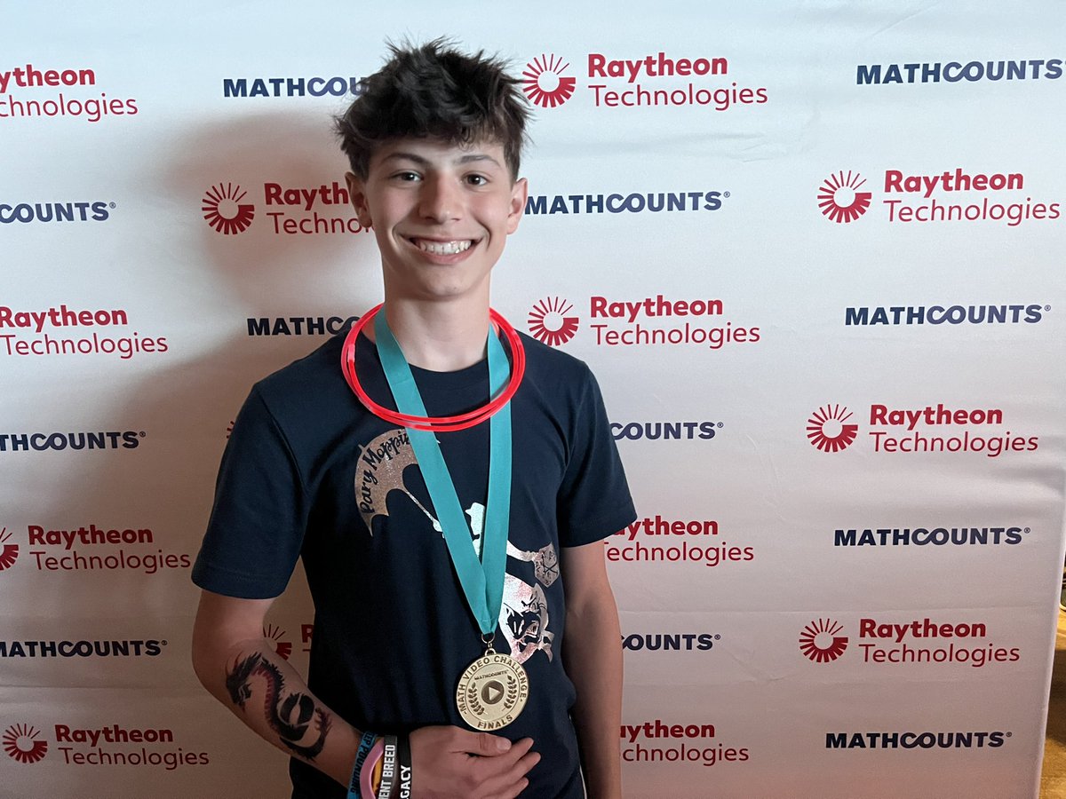 Luca_5Lentini's tweet photo. Huge thank you to @DeptofDefense @DoDstem @MATHCOUNTS , and @RaytheonIntel for our scholarships! My math team and I worked so hard on our math video challenge. So proud to have finshed #1 in the nation.Congratulations to the 400+ teams that competed. #MATHCOUNTS22! https://t.co/zxqjCnMew7
