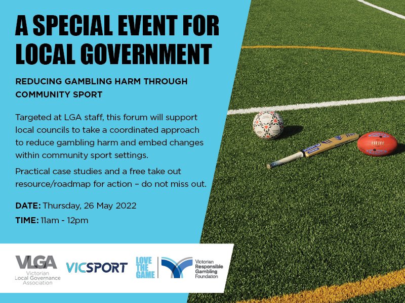 vicsportAU's tweet photo. With the @vicrgf and @_VLGA, Vicsport present a FREE webinar on 26 May targeted at LGAs!

Case studies, roadmaps &amp; resources will be featured to remove barriers in reducing gambling harm and embed change within community sport settings! 

𝗥𝗘𝗚𝗜𝗦𝗧𝗘𝗥: https://t.co/lNpdWEoK27 https://t.co/NrsqE3q8Yo