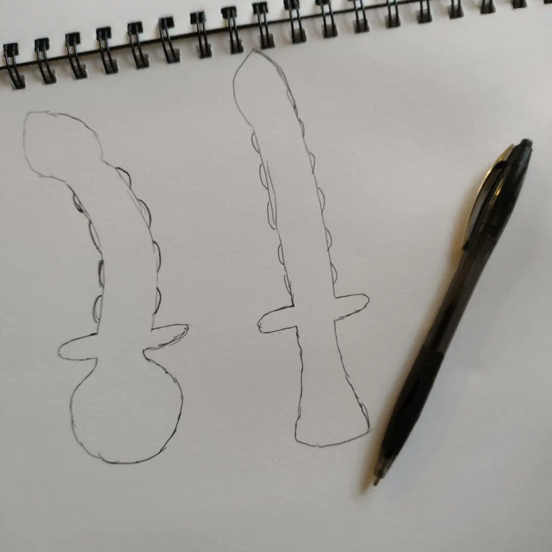 GlassTaboo's tweet photo. Ball handle or straight handle? I've never been particularly good at drawing but sometimes it helps to get ideas down on paper.
#bodysafe #sextoys #kinky #bdsm #pleasure  #buttplug  #sexpositive #sextoy #selfpleasure #pleasureproducts  #glasssextoy #buttplugged #glasstoys https://t.co/T9x31cijzN