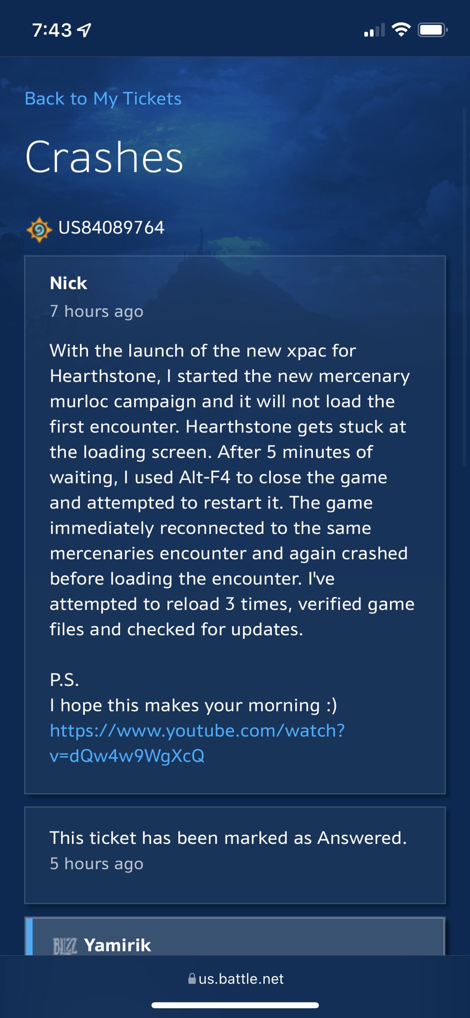 1 pic. I Rick rolled a @Blizzard_Ent GM and I loved his reaction. I can only hope he shared it around the office. #Hearthstone #Blizzard https://t.co/6VhMq6DhUw