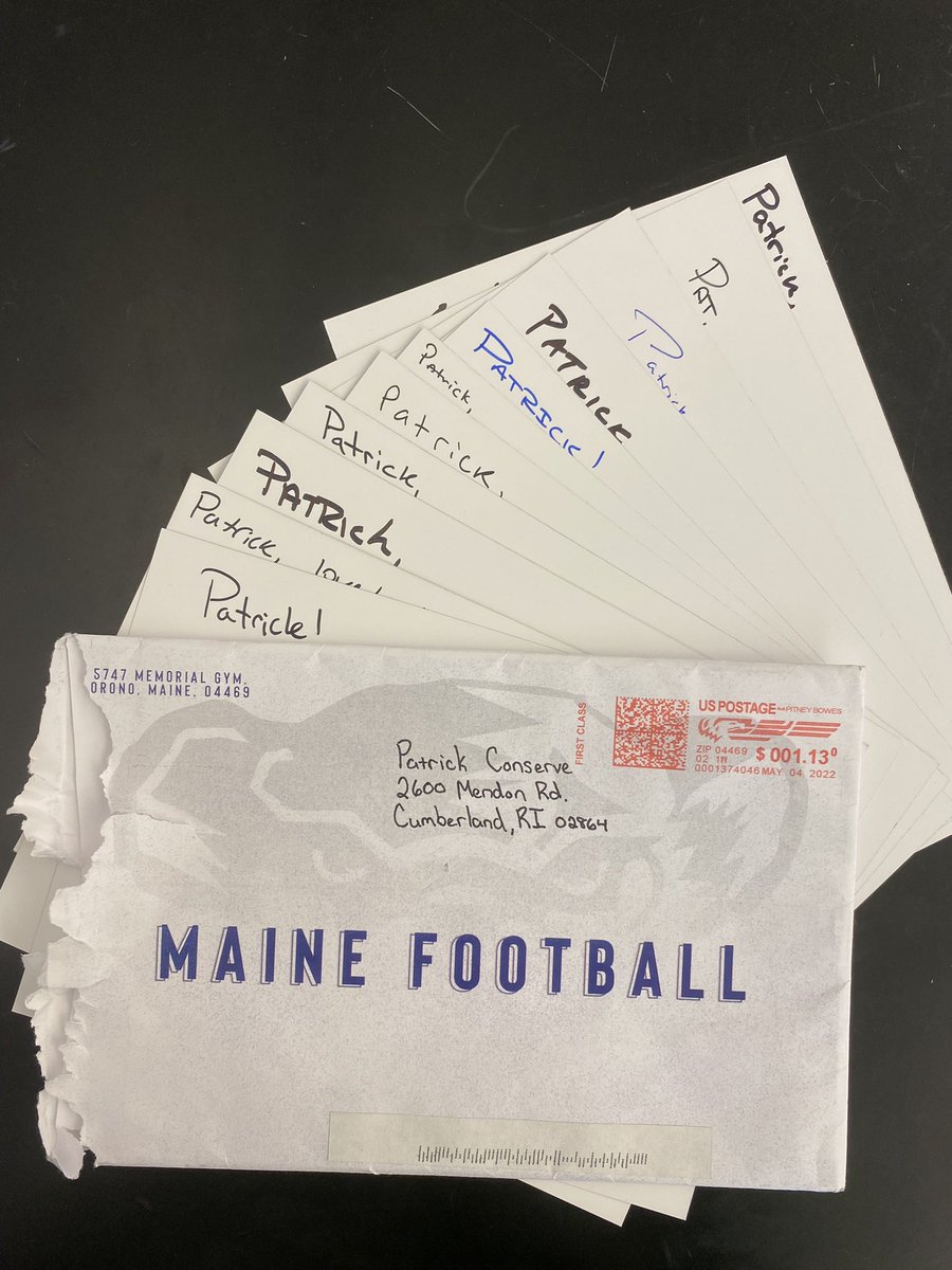 Patrick Conserve Jr. (@jrconserve) on Twitter photo Thank you to the <a href="/BlackBearsFB/">Maine Football</a> staff for all the letters! I appreciate all the love!🐻💙 <a href="/CoachStevensFB/">Jordan Stevens</a> <a href="/Coach__Flores/">Justin Flores</a> <a href="/CoachBAM93/">Bryan Anthony Murray</a> Thank you to the <a href="/BlackBearsFB/">Maine Football</a> staff for all the letters! I appreciate all the love!🐻💙 <a href="/CoachStevensFB/">Jordan Stevens</a> <a href="/Coach__Flores/">Justin Flores</a> <a href="/CoachBAM93/">Bryan Anthony Murray</a>